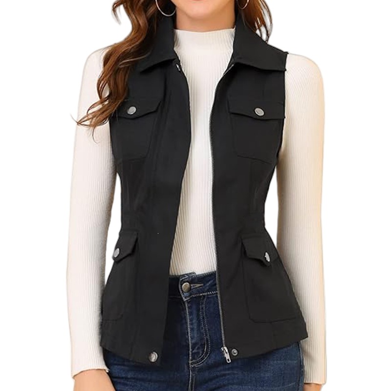 Women's Lapel Zip Up Vest Slee - đánh giá và giá Women'S Fashion Utility Vest