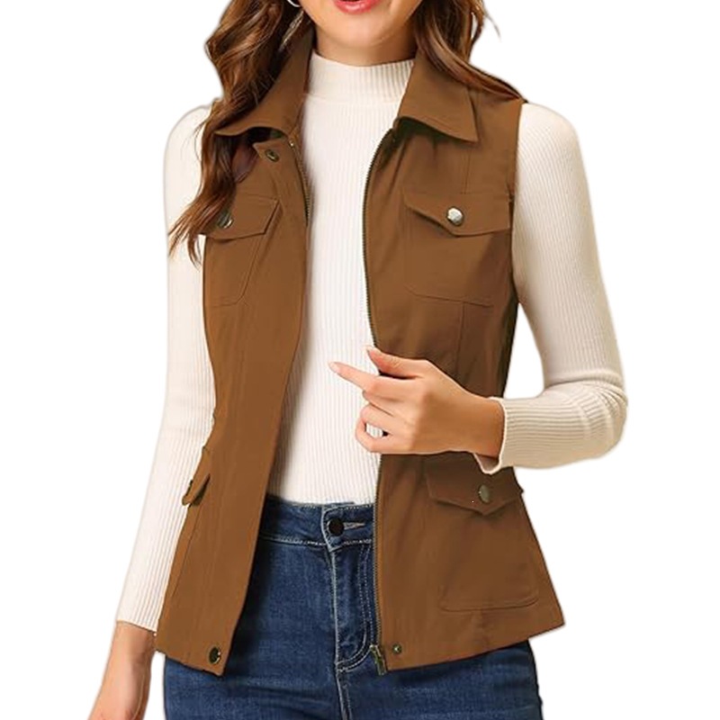 Women's Lapel Zip Up Vest Slee - đánh giá và giá Women'S Fashion Utility Vest