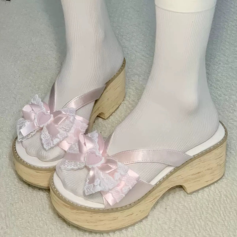 Sweet Bow Wood Grain Thick Bot - đánh giá và giá Women'S Fashion Line