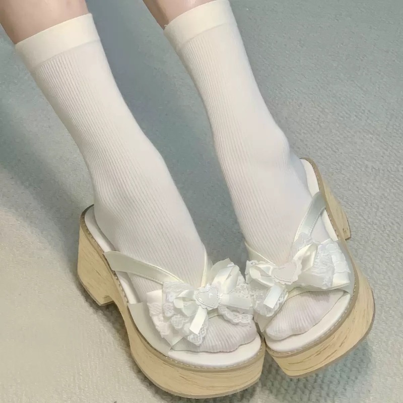 Sweet Bow Wood Grain Thick Bot - đánh giá và giá Women'S Fashion Line