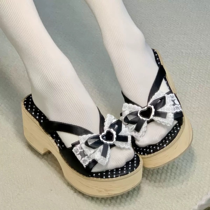 Sweet Bow Wood Grain Thick Bot - đánh giá và giá Women'S Fashion Line