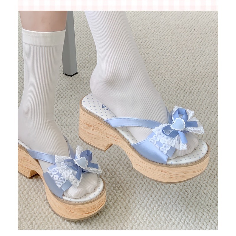 Sweet Bow Wood Grain Thick Bot - đánh giá và giá Women'S Fashion Line
