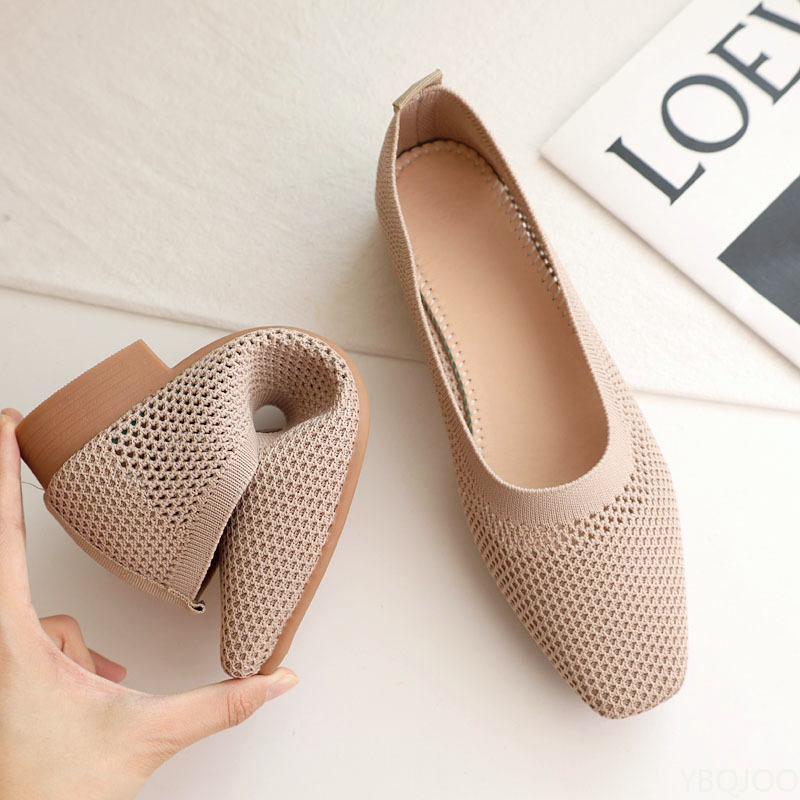 Square toe low heel soft soled - đánh giá và giá Women Fashion Heels