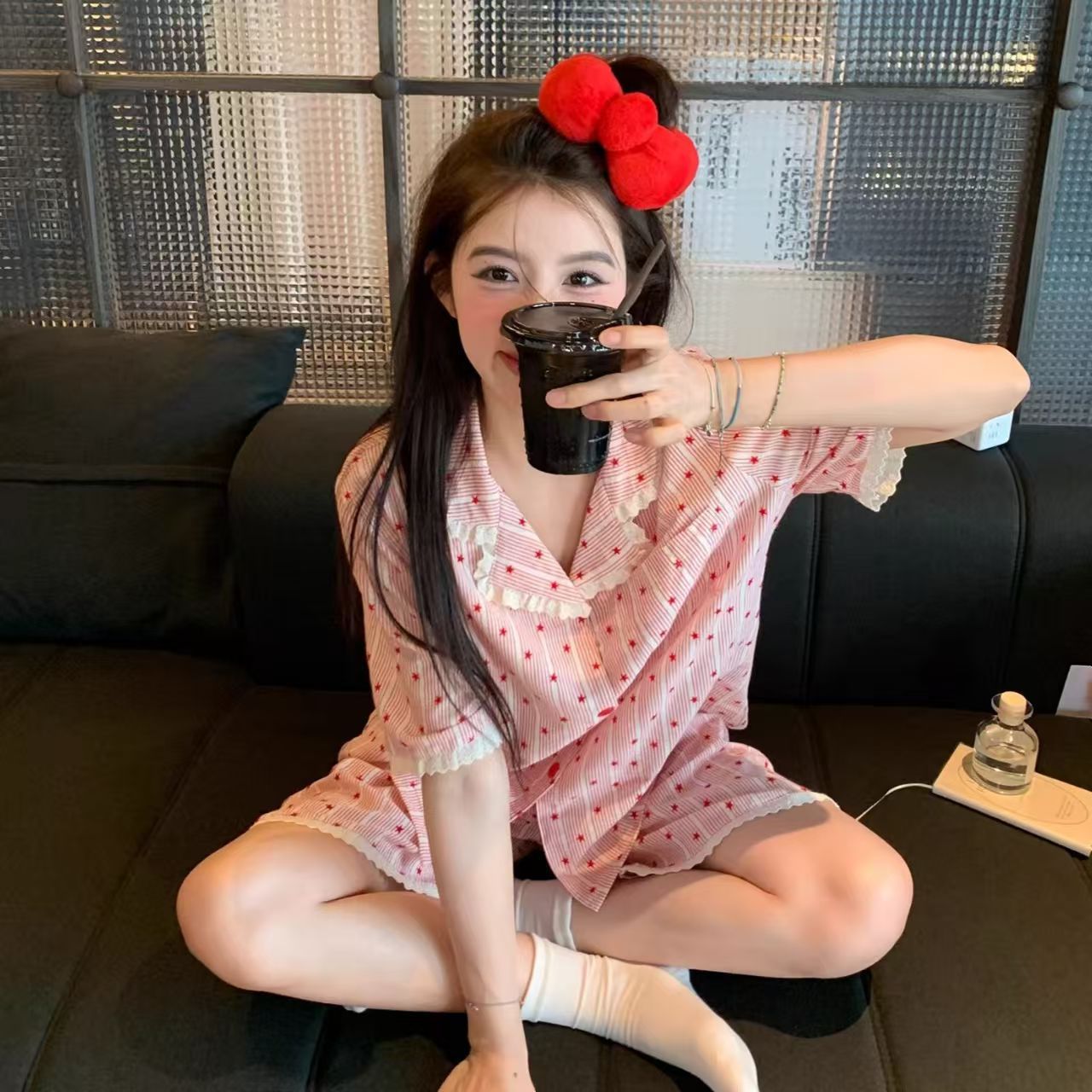 Y2K Fashion Pink Striped Star  - đánh giá và giá Women'S Fashion Pajamas