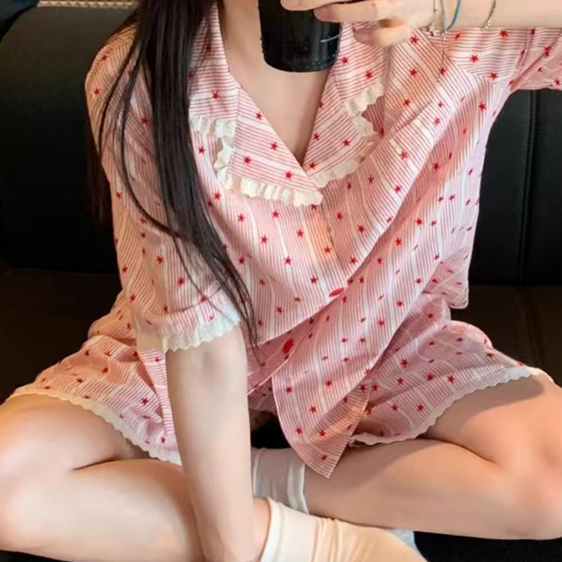 Y2K Fashion Pink Striped Star  - đánh giá và giá Women'S Fashion Pajamas