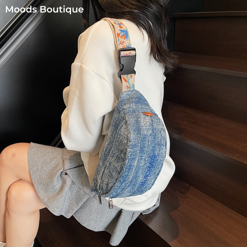 Denim Blue Chest Bags For Wome - đánh giá và giá Women'S Fashion Boutique